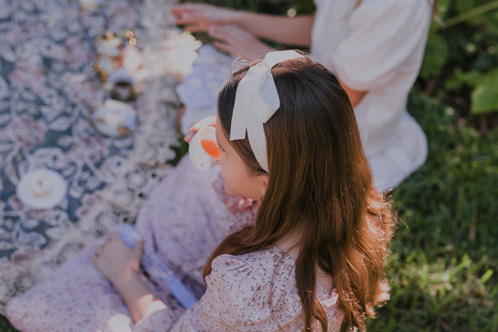 Bandeau Luxe Grosgrain Cream Bow Headband