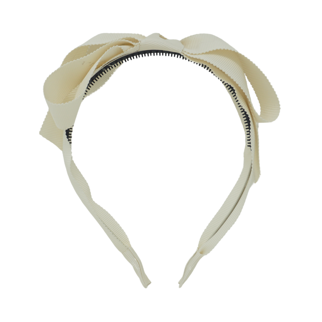 Bandeau Luxe Grosgrain Cream Bow Headband