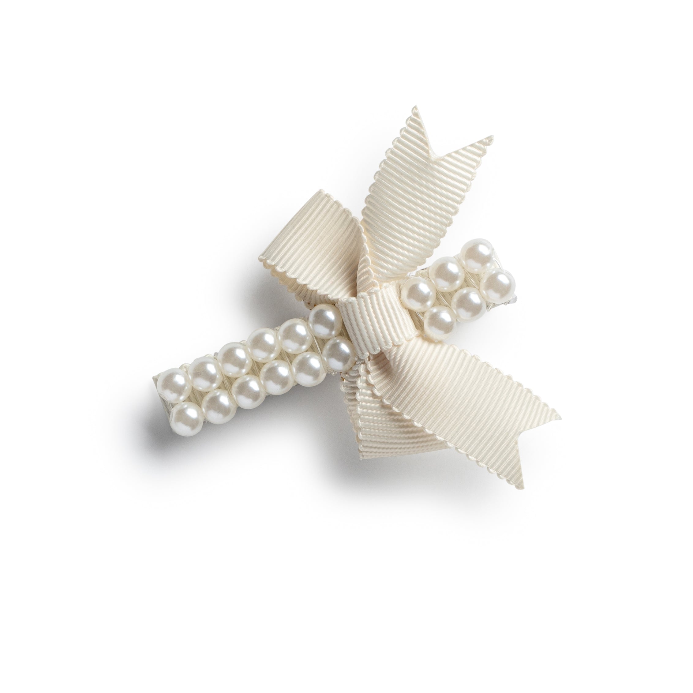 Halo Luxe Ivory Double Strand Pearl Grosgrain Bow Clip